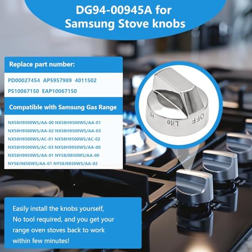 Maple Bay DG94-00945A Upgraded Oven Knob Replacement parts, Range Stove Knobs Replacement, Compatible with Samsung Models:...