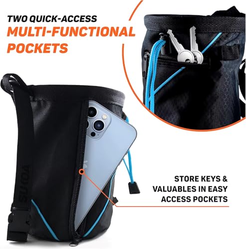 Chalk Bag for Rock Climbing with Quick-Clip Belt, Large Zippered Pockets & Brush Holder - Weight Lifting, Gym, Bouldering,...