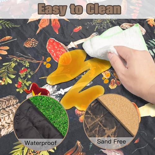 Wruzbxcn Picnic Blankets Waterproof Sandproof Picnic Beach Blanket Foldable Portable Travel Large Vintage Mushroom Camping...