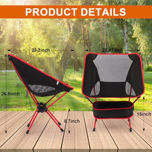 Veathzet Ultralight Camping Chair, Foldable Portable Camping Chair with Breathable Nylon Mesh, Compact Design & Carry Bag ...