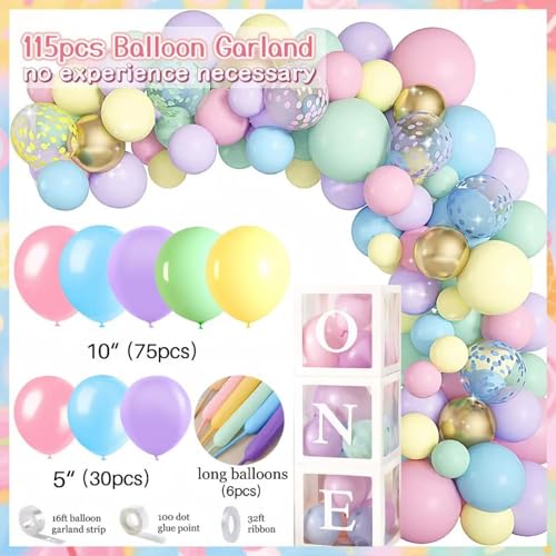 Daidle 1st Birthday Decorations for Girl, 128pcs Sweet One Birthday Party Decorations, Balloon Boxes, Party Backdrop, Phot...