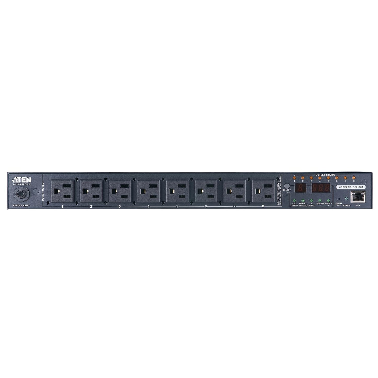 Aten Pe6108 15A/10A 8 Outlet 1U Metered And Switched Eco Pdu - Remote Power Control