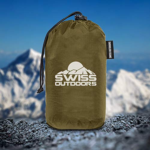 Swiss Outdoors Rain Fly Tarp | Waterproof Tent Shelter Canopy | Lightweight Easy Setup for Hammock, Backpacking or Camp Ge...