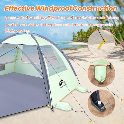 Happy Travel Beach Tent Sun Shelter for 3/4/5/6/7/8 Person, Portable UPF 50+ UV Protection Beach Shade Canopy for Family &...
