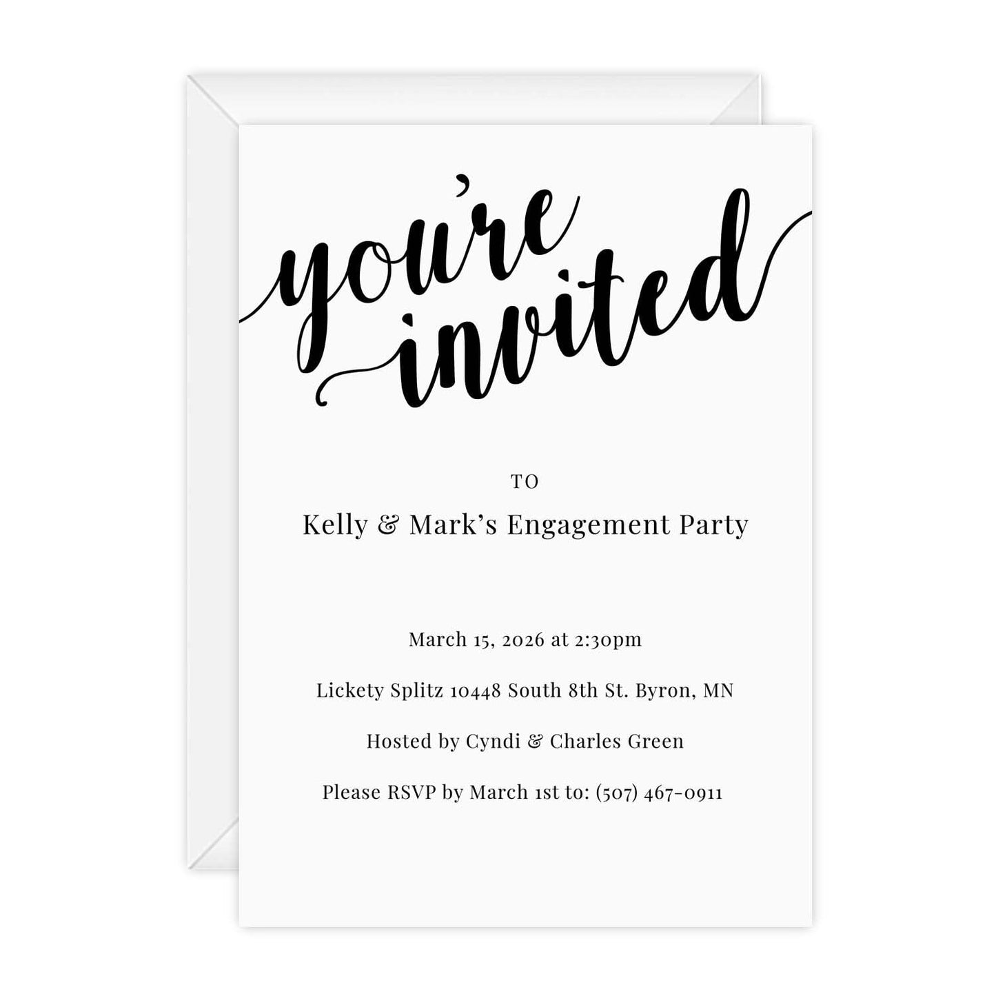 Canopy Street Personalized Black And White All Occasion Invitations / 25 Custom Invites With White Envelopes / 5" x 7" General You Are Invited Party Announcements