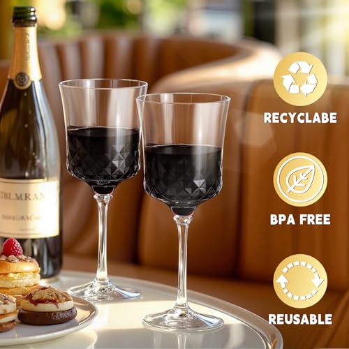 supernal 20pcs Plastic Wine Glasses - 10oz Clear Crystal Wine Cups with Stem- Clear Hard Plastic Durable Premium Quality 3...