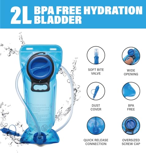 Hydration Backpack Pack with 2L Water Bladder Rave Essentials Lightweight Bag for Hiking, Running Vest, Music Festival for...