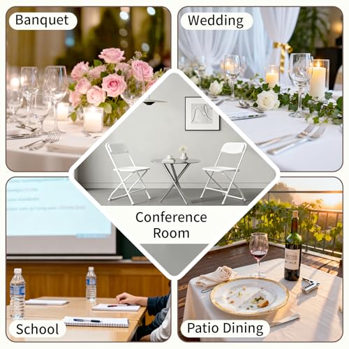MAKE CHANGES Folding Chairs, 350 lbs Capacity Plastic Foldable Chairs with Heavy Duty Sturdy Metal Frame, Indoor Outdoor P...