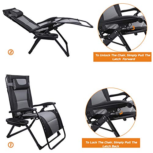 MedTens Heavy Duty Adjustable Reclining Folding Chair Outdoor Indoor Garden Pool Steel Camping Deck Backyard Chairs