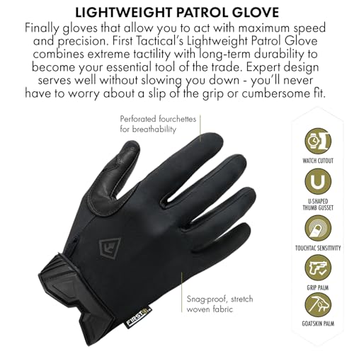 First Tactical Men’s Lightweight Patrol Glove | Skin Tight Goatskin Palm with Touchscreen Capability