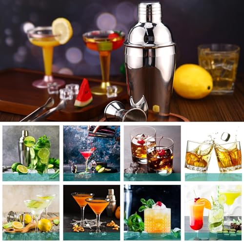 Umigy Cocktail Shaker Set Martini Shaker Bulk Stainless Steel Martini Mixer with Strainer and Double Measuring Jigger for ...