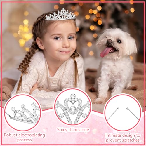Tondiamo 30 Pcs Tiaras Bulk for Girls Princess Crown Rhinestone Tiaras Bendable Adjustable Headband for Kid Hair Accessory