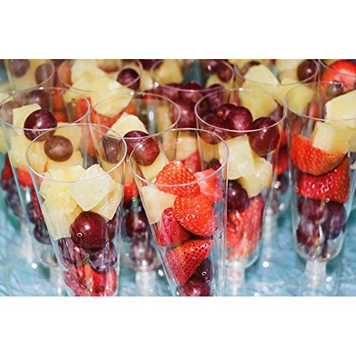 Hedume 100 Pack Champagne Flutes, 5oz Disposable Clear Plastic Champagne Glasses, Toasting Flute Set for Mimosas, Bloody M...