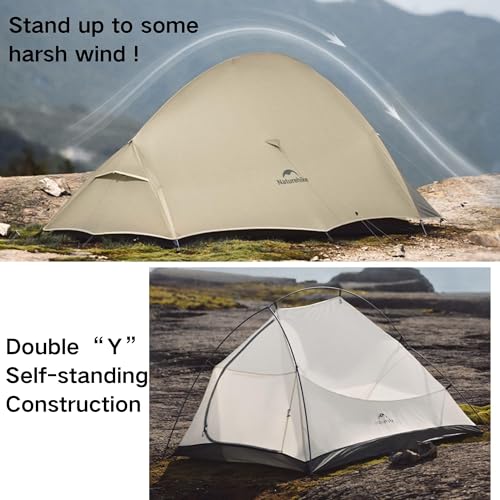 Naturehike Cloud up Pro Camping Tent, 1/2/3 Person Ultralight Hiking Tent, Waterproof Backpacking Tent for One Man, Free S...