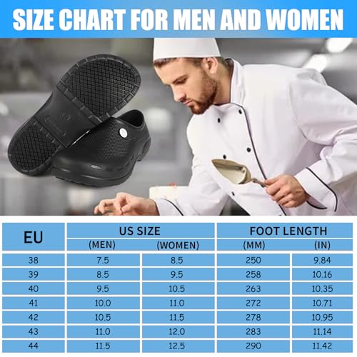 FFYLEN Chef Shoes for Men Non Slip Nursing Clogs Food Service Water Proof Oil Resistant Work Shoes for Kitchen Garden Rest...
