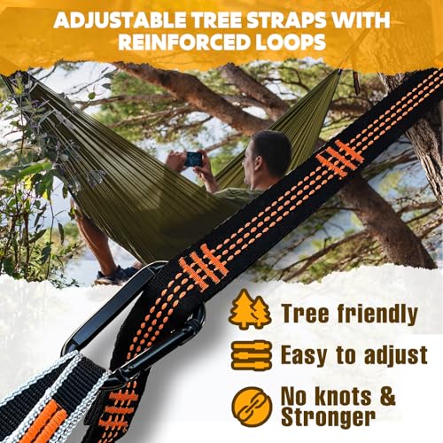 NATUREFUN Ultra-Light Travel Camping Hammock | 300kg Load Capacity,Breathable,Quick-Drying | 2 x Premium Carabiners,2 x Ny...