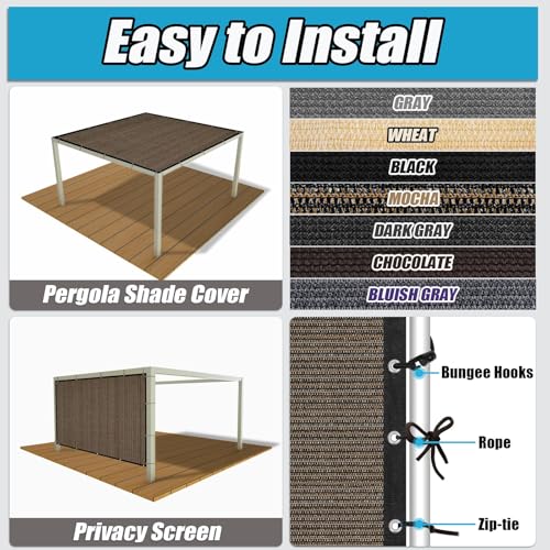 Amagenix 90% Sun Shade Cloth with Grommets, 6' x 12' Pergola Replacement Shade Cover Canopy Privacy Screen for Outdoor Pat...