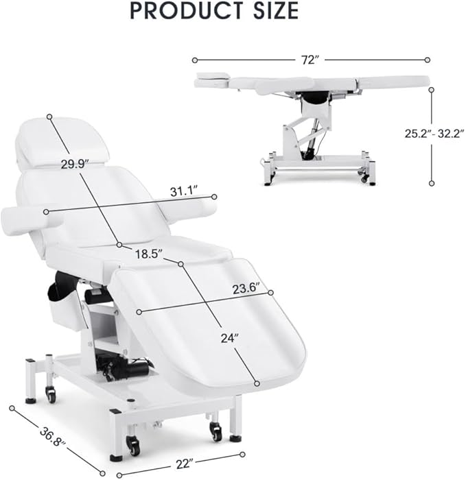 Artist hand 3 Motor Electrical Facial Bed for Esthetician 110V Removable Massage Table Beauty Bed Medical Aesthetic Tattoo Chair with Rotatable Armrests