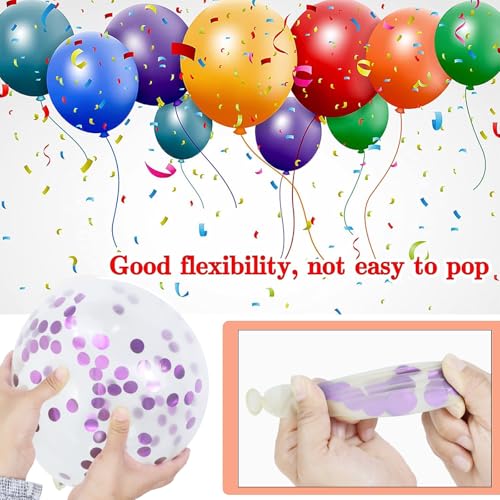 68Pcs Pink and Purple Balloons 12 Inch Metallic Purple Pink Latex Balloon Confetti ballons with Ribbons Party Balloons for...