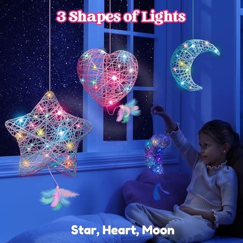 Klever Kits 3D String Art Kit for Kids, Light Up String Light Toy with 30 Multi-Colored LED Bulbs, Arts and Crafts Set, Bi...