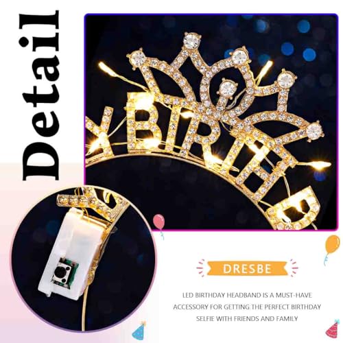 DRESBE Light Up Birthday Headband LED Rhinestone My Birthday Headbands Party Favors Hair Accessories for Women