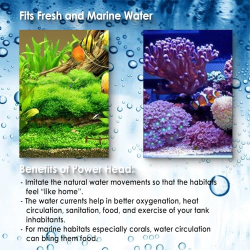 AquaMiracle Aquarium Powerhead Pump with Double Water Outlet & Aeration, 320GPH Fish Tank Water Pump Wave Maker for Aquari...
