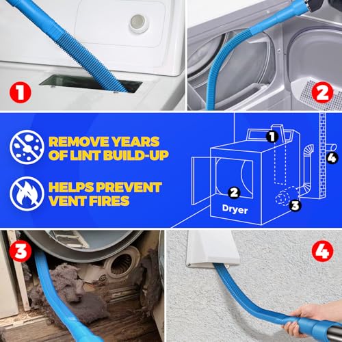Holikme 50 Pieces 35 Feet Dryer Vent Cleaner Kit, Dryer Cleaning Tools, Include Dryer Vent Brush, Omnidirectional Blue Dry...