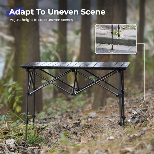 Byliable Camping Table Folding Portable Camp Aluminum Fold Up Lightweight Roll Up Table Adjustable Height with Carry Bag I...