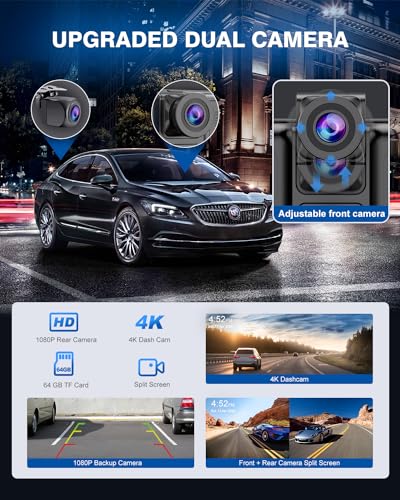 Wireless Car Play Screen with 4K Dashcam, 9.26 Inch Compatible with Apple Carplay/Android Auto, Carplay Screen for Car wit...