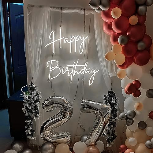 Large Happy Birthday Neon Signs LED Birthday Light Sign for Backdrop Birthday Party Decorations, Happy Birthday Light Up S...