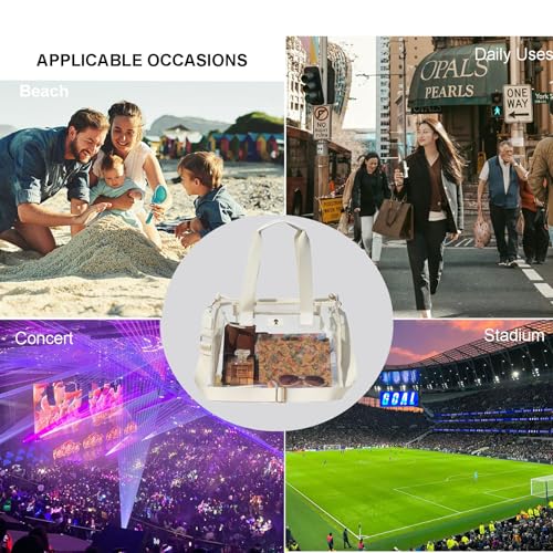 Iridescent Soap Bubble Tote Clear Bag for Stadium Events with Shoulder Bag for Concert Beach