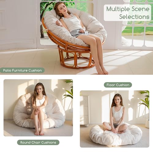 HIGOGOGO Papasan Chair Cushion with Corduroy Cover (Without Chair), 48 x 48 Inch Supportive Cushion, Overstuffed Chair Cus...