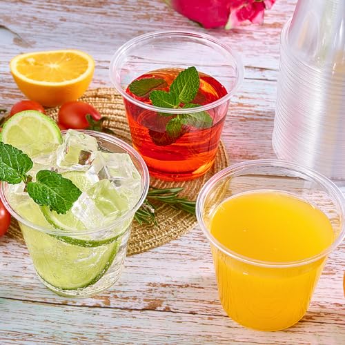 JOLLY CHEF 300 Pack Clear Plastic Cups, 9 oz Crystal Clear PET Party Cups, Classic Clear Disposable Wine Cups for Wedding,...
