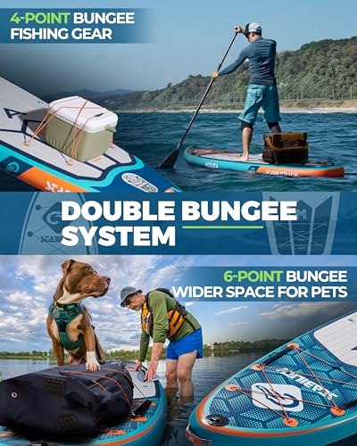 MOUSA 11'6''×34&11'6''×35" Extra Wide Inflatable Stand Up Paddle Board, Stable Long SUP for 2 People/Family, Shoulder Stra...