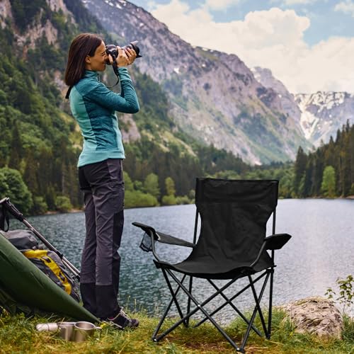2 Pack Portable Camping Chairs Folding Lawn Chair Outdoor Lightweight Beach Chair with Cup Holder & Carry Bag for Outside ...
