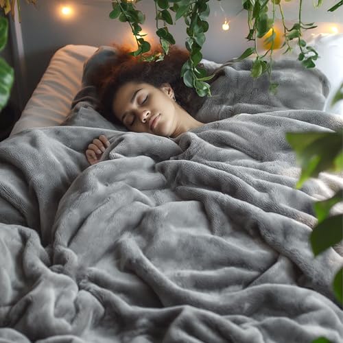 Bedsure GentleSoft Fleece Bed Blankets Queen Size Grey - Soft Warm Winter Blanket Lightweight Cozy Luxury Microfiber, Room...
