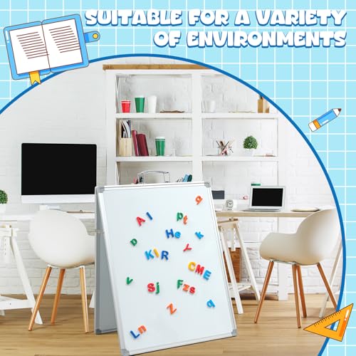 Lincia 36 x 24 Inch Portable Dry Erase Board with Stand, Foldable White Board Double Sided Whiteboard Easel, Silver Alumin...
