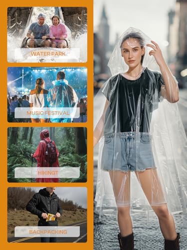 SaphiRose Disposable Rain Ponchos Emergency Clear Poncho