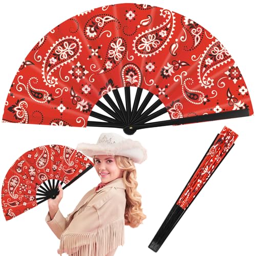 GlikCeil 1 Pcs 13 inch Folding Hand Fan Patterned Folding Fans Foldable Party Favors for Music Festivals, Club Events, Dan...