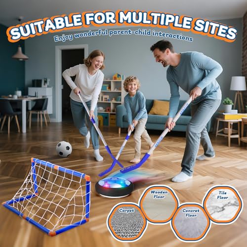 Nazano 3-in-1 Hover Soccer Ball, Kids Toddler Hockey Set with LED Lights,Indoor Outdoor Toys for Kids, Soccer Gift for Boy...