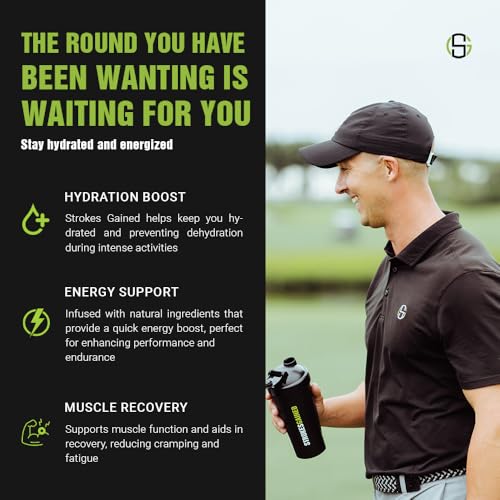 Strokes Gained Golf Hydration Watermelon Electrolyte Powder – Sugar Free Drink Mix Packets – Golf Accessories for Men & Wo...