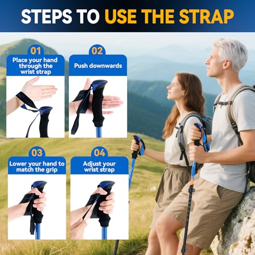 Clostnature Trekking Poles for Hiking – Collapsible Lightweight Hiking Poles, 2 Pack Aluminum Walking Sticks for Women, Me...