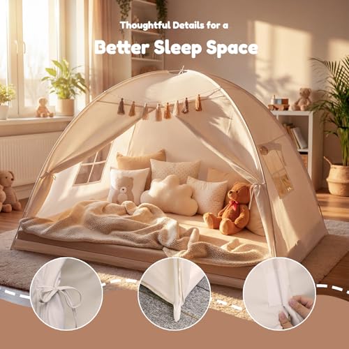 Gorich Twin Bed Tent for Kids, Indoor Privacy Toddler Sleeping Canopy with Mesh Window, Fits Bunk or Floor Bed, Include St...