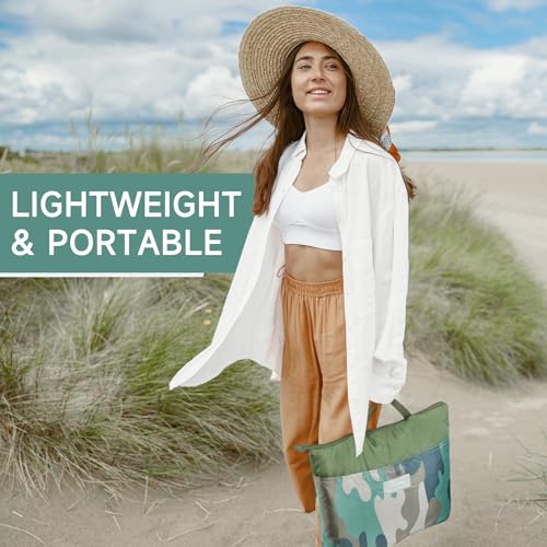 Solaris Waterproof Picnic Blanket, Lightweight 50” x 60” Foldable Sandproof Beach Blanket with Large Pocket, Portable Outd...