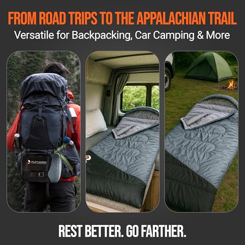 Flat Earth Performance Expedition Sleeping Bag with Compression Sack – 32°F/0°C for Teens/Adults Up to 6'2", Lightweight, ...