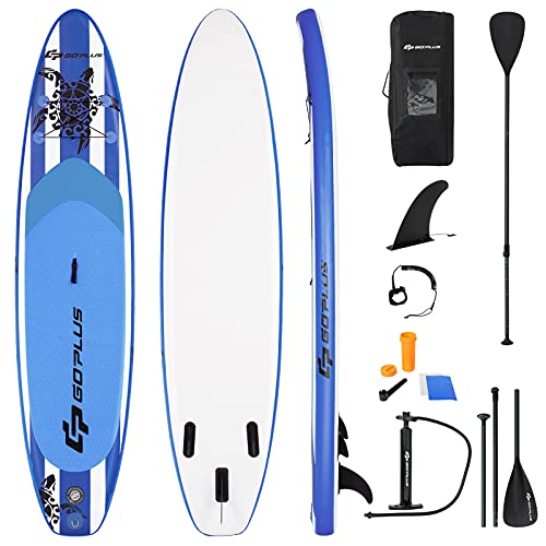 Goplus Inflatable Stand Up Paddle Board, 10FT/10.5FT/11FT SUP with Accessory Pack, Adjustable Paddle, Carry Bag, Fin, Hand...