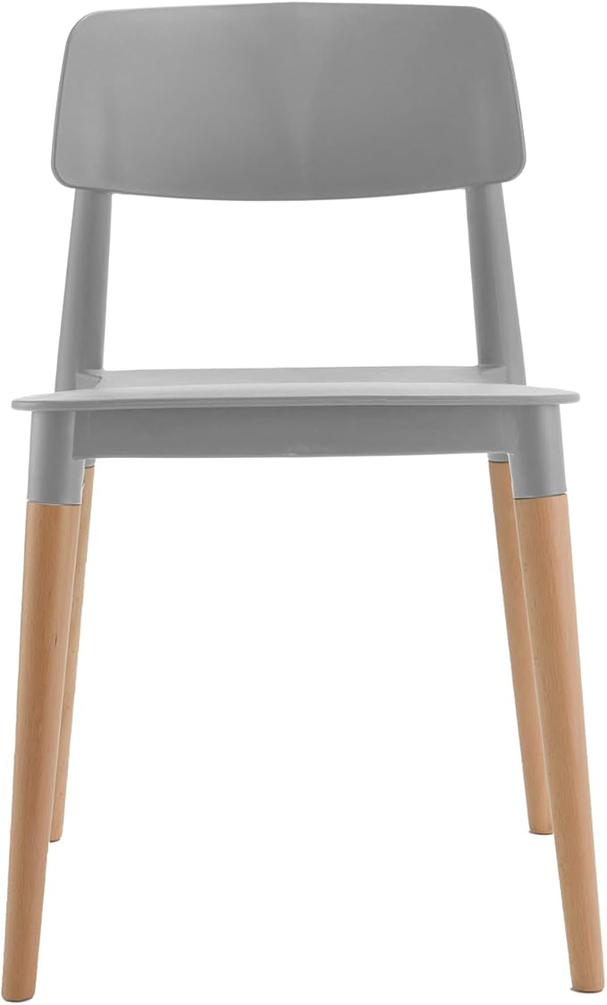 COZYBLOCK Bel Dining Bistro Cafe Style Modern Minimalist Side Chair Set of 2 (Grey)