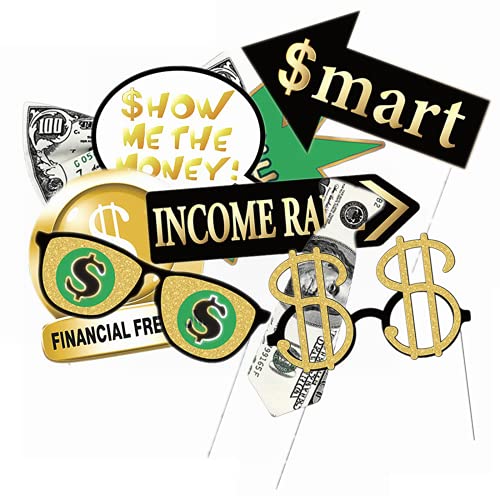 YiiiGoood Fun Money Theme Photo Booth Props Dollar Theme Selfie Props for Birthday Wedding Bachelorette Graduations Party