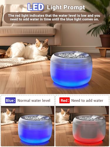 Kastty 3.5L Quiet Cat Water Fountain,118oz Large Capacity Pet Water Fountain for Cats Indoor with Water Level LED Light, E...