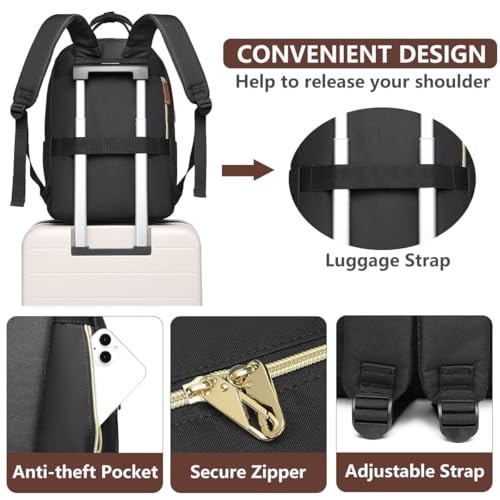 Laptop Backpack for Women Bag - 15.6 inch Work Travel Backpack with USB Charger College Bookbag Waterproof Business Comput...
